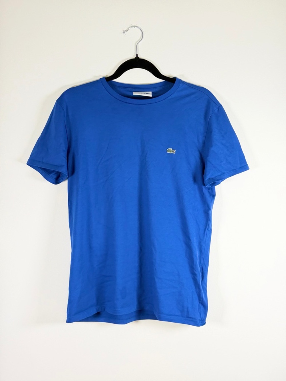 Lacoste Short Sleeve Crew T-Shirt in Blue with Embroidered Croc